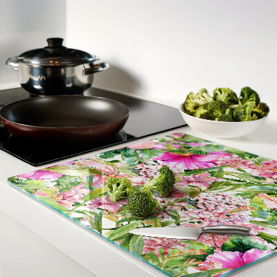 Planche à découper verre Motif floral tropical