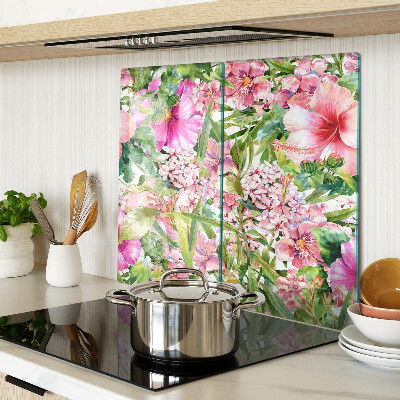 Planche à découper verre Motif floral tropical