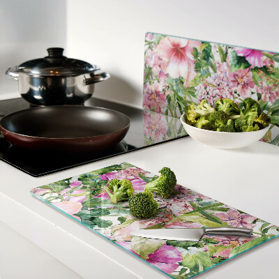 Planche à découper verre Motif floral tropical
