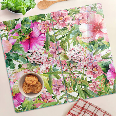 Planche à découper verre Motif floral tropical