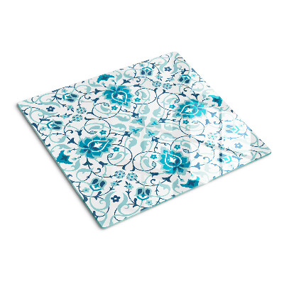 Planche à découper verre Motif floral dans les tons de bleu