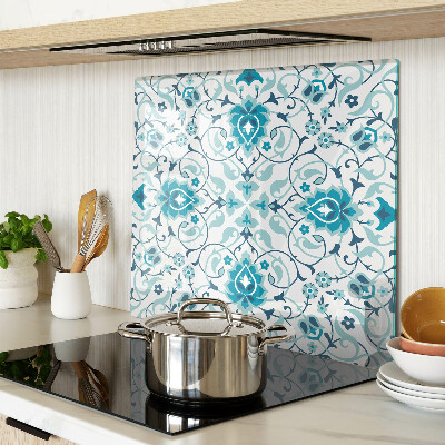 Planche à découper verre Motif floral dans les tons de bleu