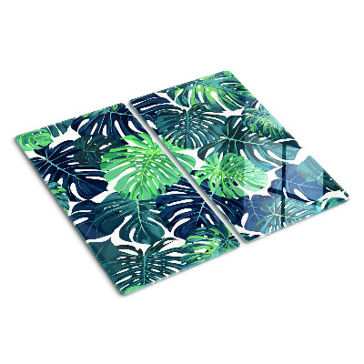 Planche à découper en verre Feuilles de Monstera sur fond tropical