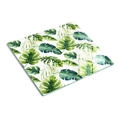 Planche à découper en verre Feuilles de Monstera dans des tons de vert