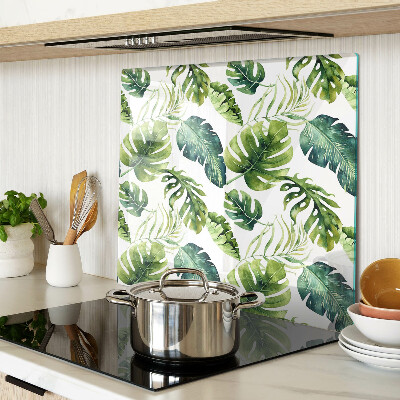 Planche à découper en verre Feuilles de Monstera dans des tons de vert