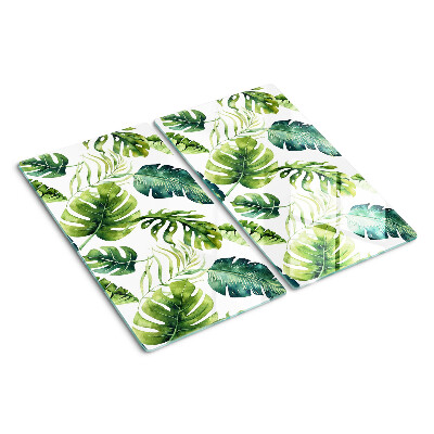 Planche à découper en verre Feuilles de Monstera dans des tons de vert