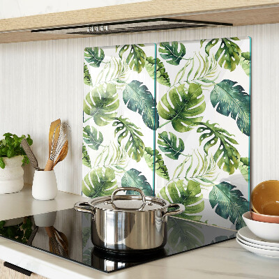 Planche à découper en verre Feuilles de Monstera dans des tons de vert