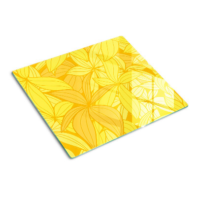 Planche à découper verre Feuilles jaunes de style tropical