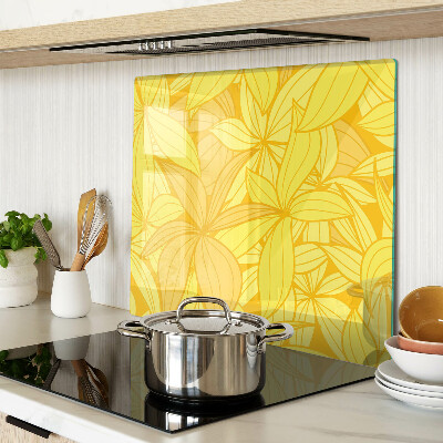 Planche à découper verre Feuilles jaunes de style tropical