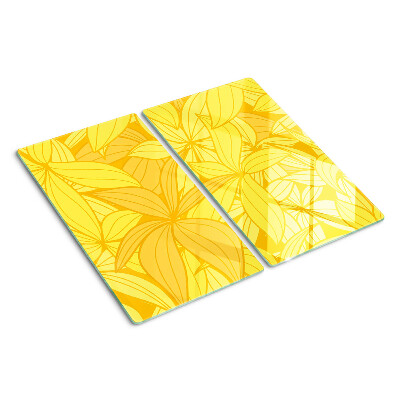 Planche à découper verre Feuilles jaunes de style tropical