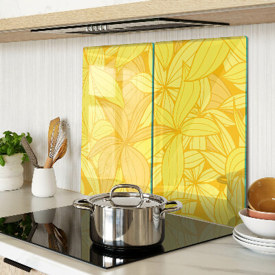 Planche à découper verre Feuilles jaunes de style tropical