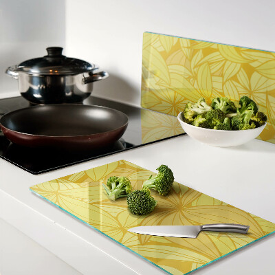 Planche à découper verre Feuilles jaunes de style tropical