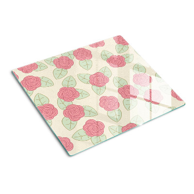 Planche à découper en verre Des roses sur les feuilles