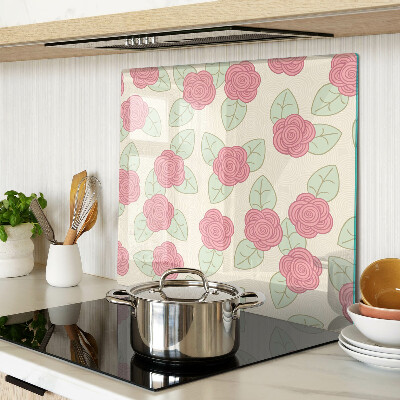 Planche à découper en verre Des roses sur les feuilles