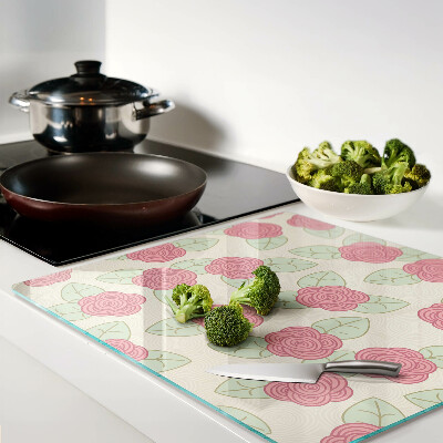 Planche à découper en verre Des roses sur les feuilles