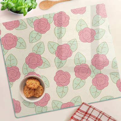 Planche à découper en verre Des roses sur les feuilles