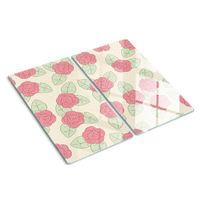 Planche à découper en verre Des roses sur les feuilles