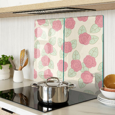 Planche à découper en verre Des roses sur les feuilles