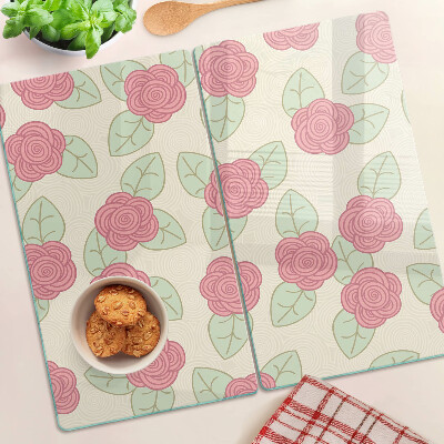 Planche à découper en verre Des roses sur les feuilles