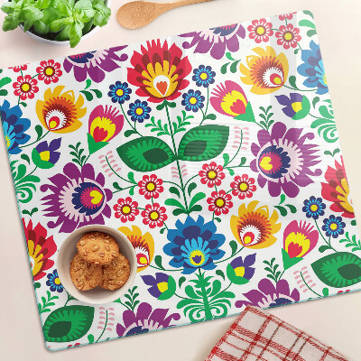 Planche à découper en verre Motif folklorique floral