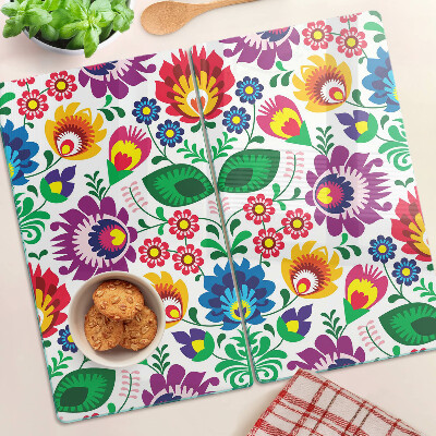 Planche à découper en verre Motif folklorique floral