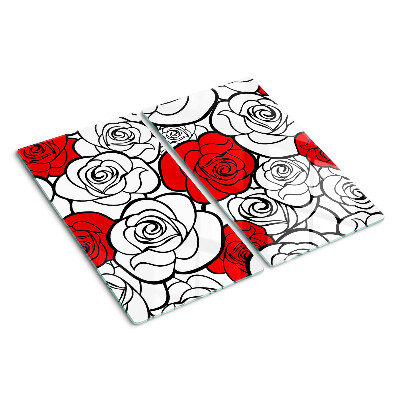 Planche à découper en verre Roses blanches et rouges