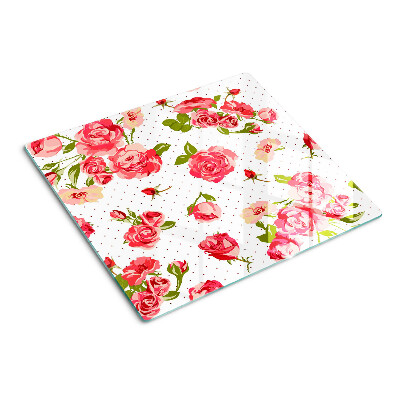 Planche à découper verre Roses sur fond blanc