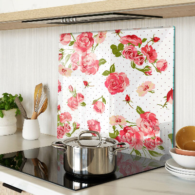 Planche à découper verre Roses sur fond blanc