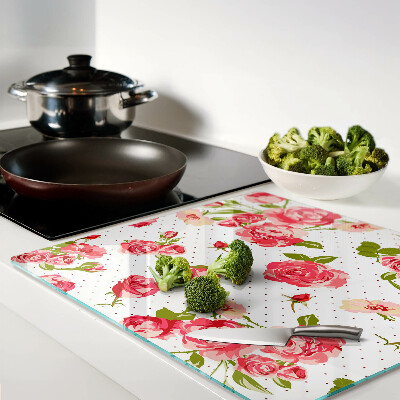 Planche à découper verre Roses sur fond blanc