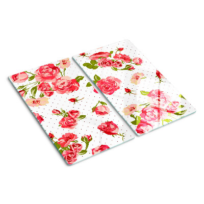 Planche à découper verre Roses sur fond blanc