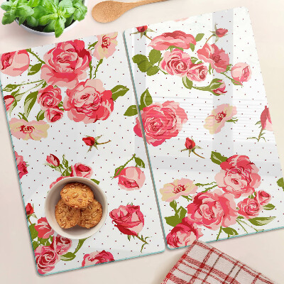 Planche à découper verre Roses sur fond blanc
