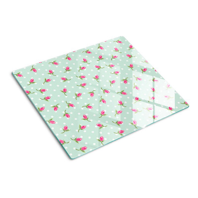 Planche à découper en verre Tulipes roses sur fond vert