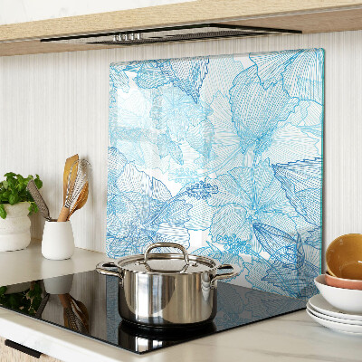 Planche à découper en verre Motif floral dans les tons de bleu