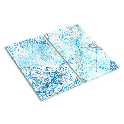 Planche à découper en verre Motif floral dans les tons de bleu