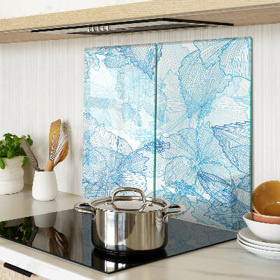 Planche à découper en verre Motif floral dans les tons de bleu