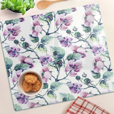 Planche à découper verre Motif floral Magnolia