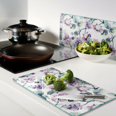 Planche à découper verre Motif floral Magnolia