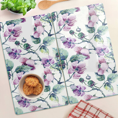 Planche à découper verre Motif floral Magnolia