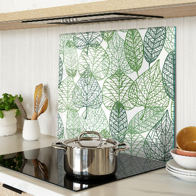 Planche à découper verre Feuilles dans différentes nuances de vert
