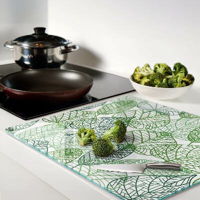 Planche à découper verre Feuilles dans différentes nuances de vert