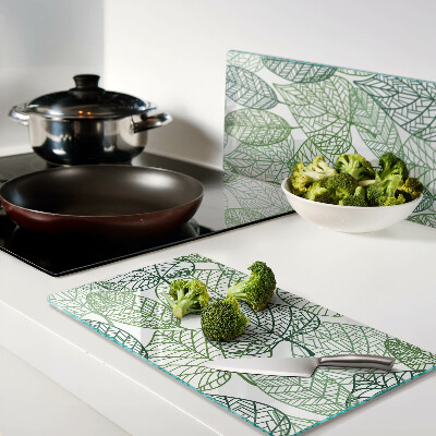 Planche à découper verre Feuilles dans différentes nuances de vert