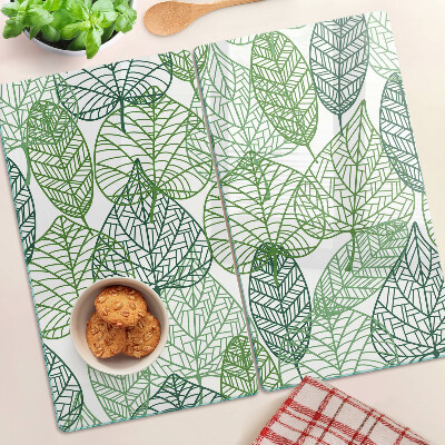 Planche à découper verre Feuilles dans différentes nuances de vert