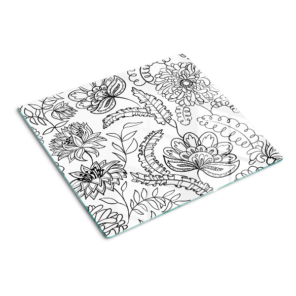 Planche à découper en verre Motif de gribouillage floral