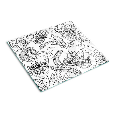 Planche à découper en verre Motif de gribouillage floral