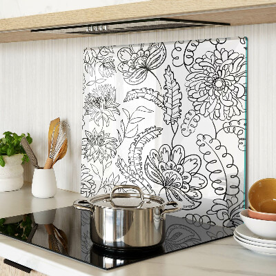 Planche à découper en verre Motif de gribouillage floral