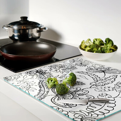 Planche à découper en verre Motif de gribouillage floral