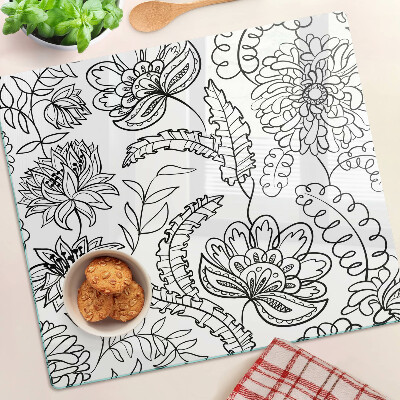 Planche à découper en verre Motif de gribouillage floral