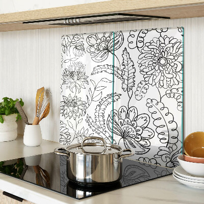 Planche à découper en verre Motif de gribouillage floral