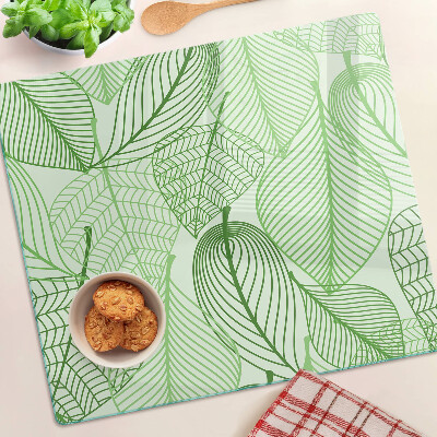 Planche à découper en verre Feuilles dans des tons de vert