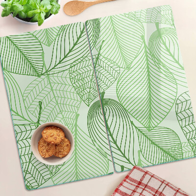 Planche à découper en verre Feuilles dans des tons de vert